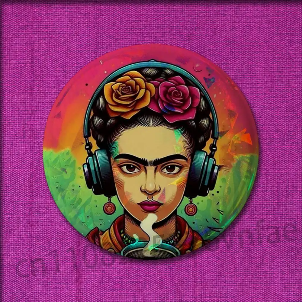 Фото Модные значки F-FridaS-S K-Kahlo, значок 32 мм, 25 мм, 44 мм, 75 мм, 58 мм, круглая брошь на булавке, сувенир, подарочные украшения для косплея №5