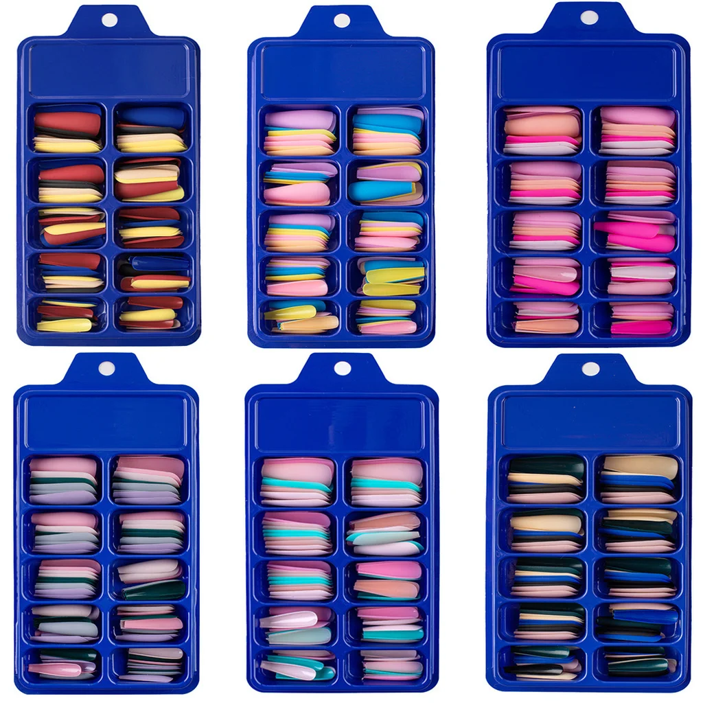 

100Pcs False Nails Coffin Nude/black Color Mix Matte Artificial Long Ballerina Fake Nails Full Cover Nail Tips Press on Nails