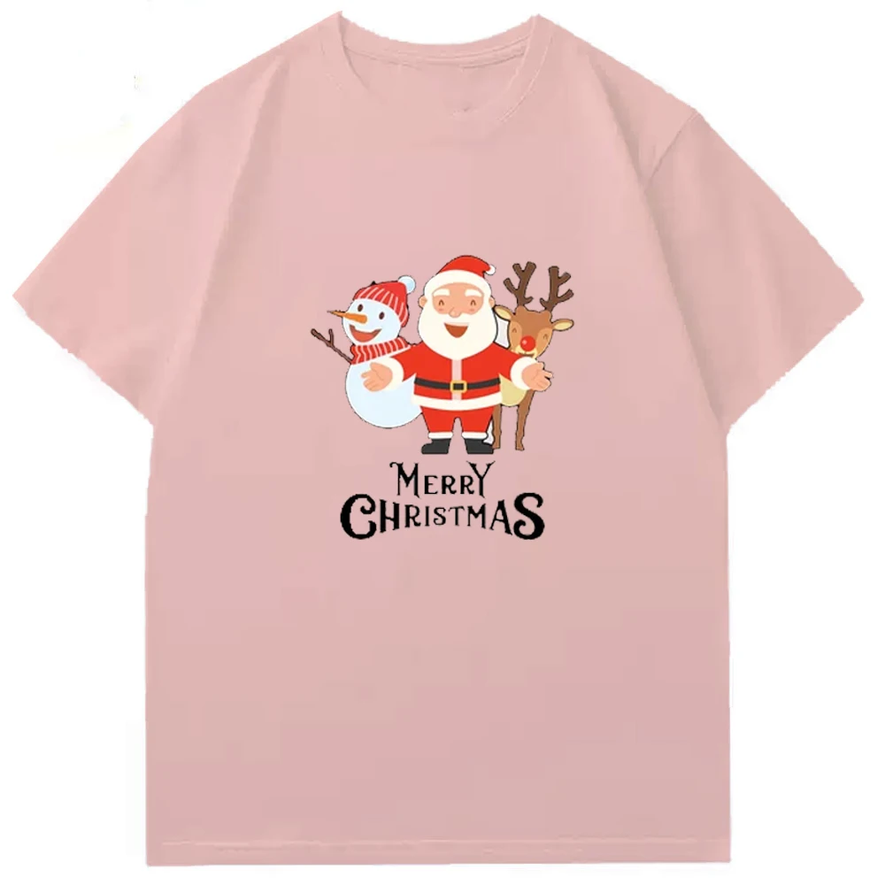 С Рождеством Санта-Клаусом и снеговиком милая зимняя футболка с рождественским