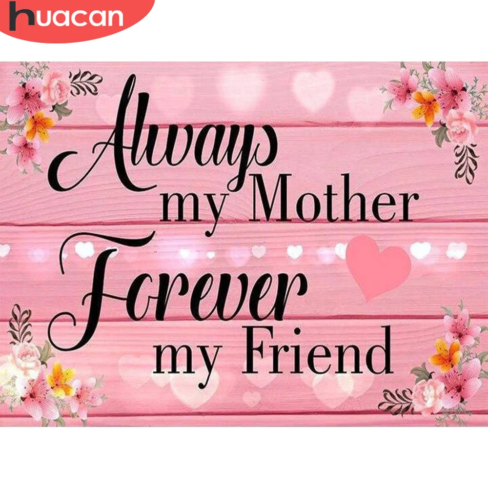 

Алмазная 5D картина HUACAN с текстом «сделай сам», квадратная/круглая вышивка, наборы для домашнего декора, подарок