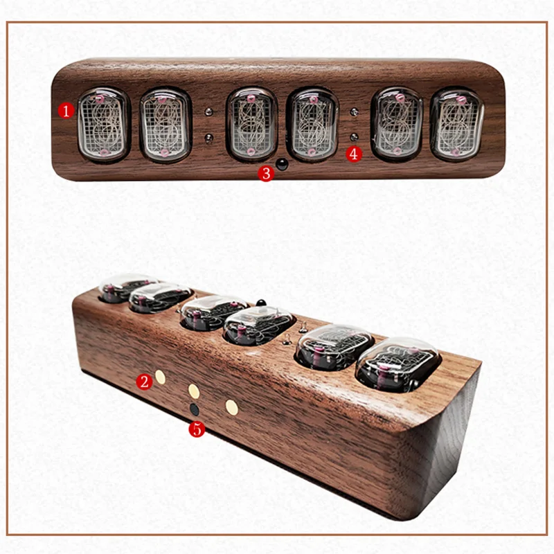 Роскошные Настольные Цифровые часы Nixie в стиле ретро тихий черный орех