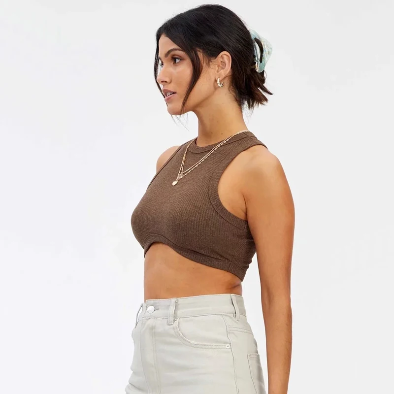 Женский кроп-топ с круглым вырезом | Женская одежда