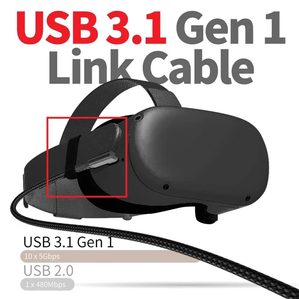 Зарядный кабель GTWIN 5 м 6 шнур для передачи данных Oculus Quest 2 Link VR USB 3.0 типа C зарядного