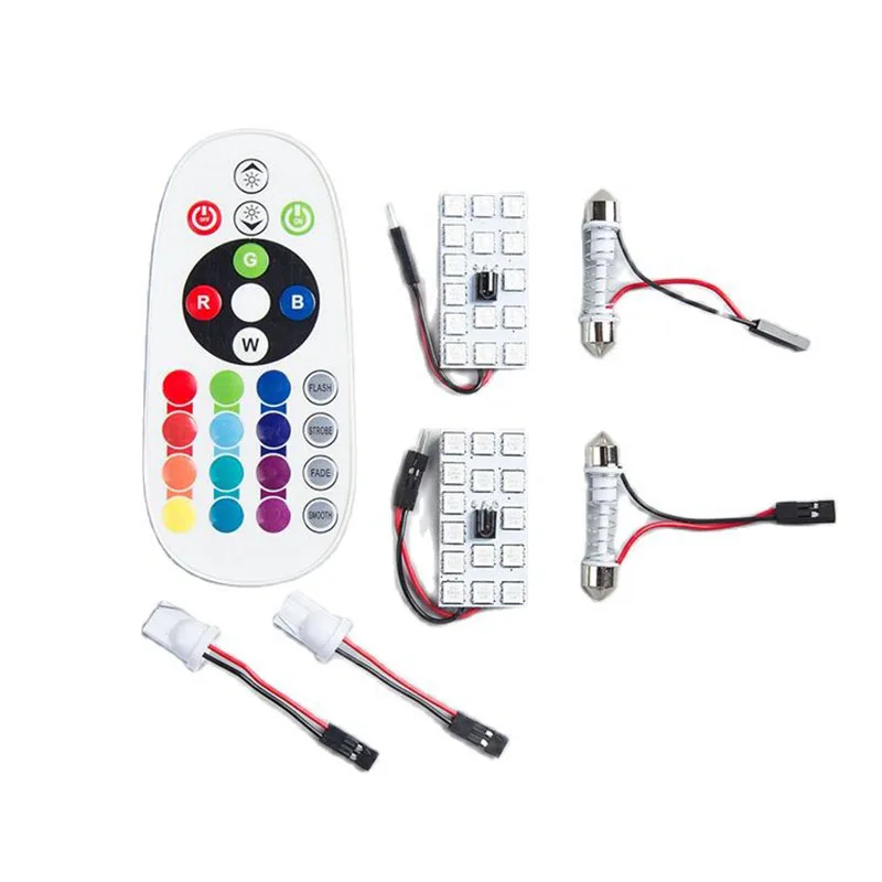 

LED Car Atmosphere Light Colorful Car Light Light Board 5050 15SMD Dome Light Reading White Remote Control