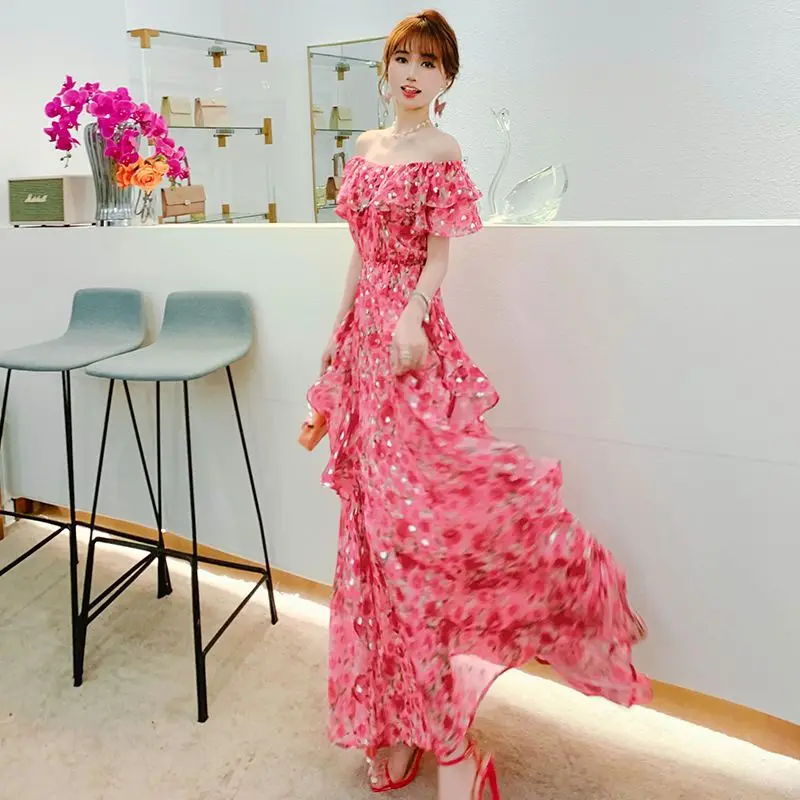 

Fashion Sleeveless Dresses Women 2023 New Spring Summer Korean Style Vintage Casual High Waist Print Long Vestidos F16