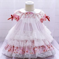 1st birthday japanese style lolita dress for baby girls shortsleeve party dress newborn christmas red clothing christening gowns
