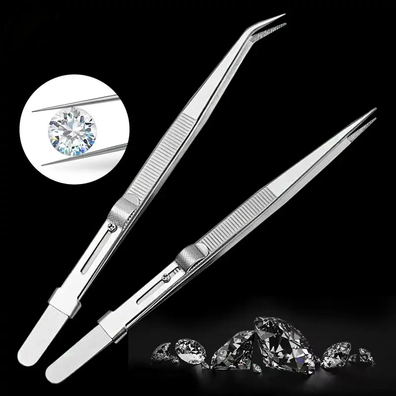 

Stainless Steel Tweezers Adjustable Slide lock Antistatic Tweezers Jewelry Making Tool For Electronic Component Repair Tools