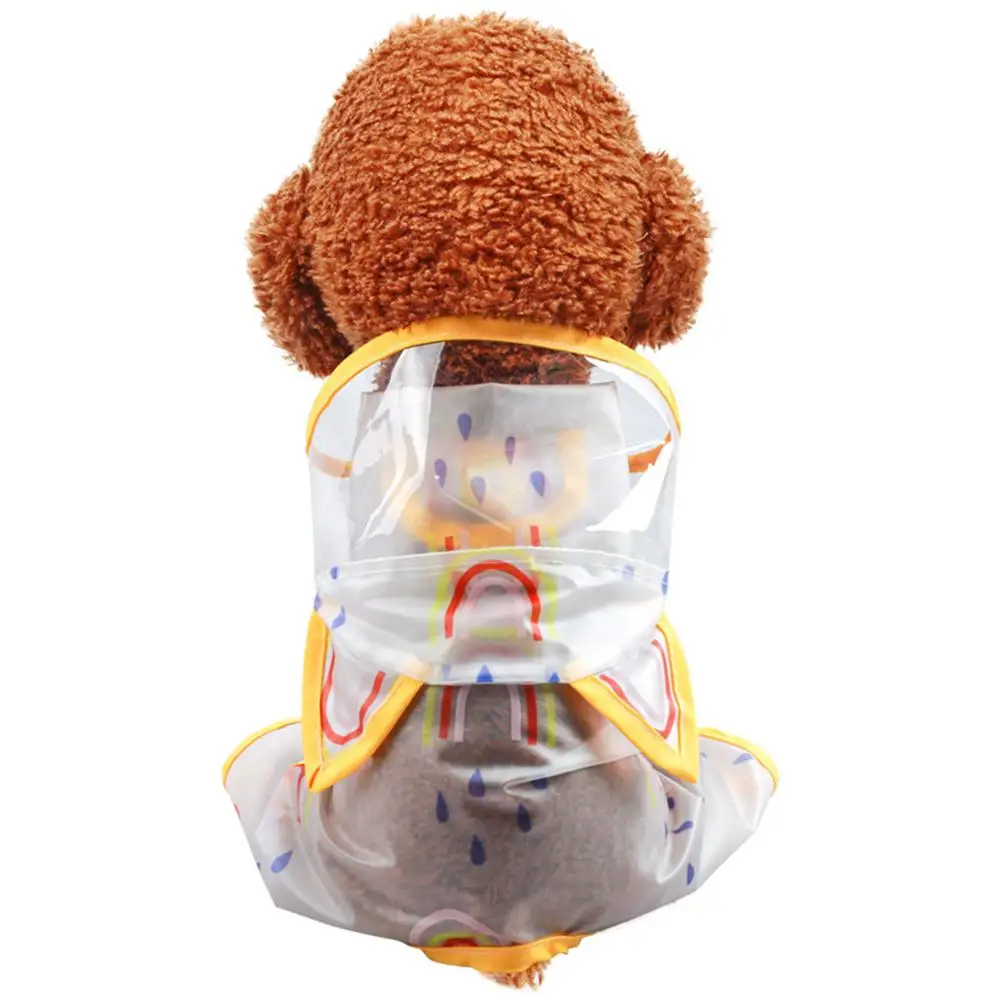 

NEW Pet Dog Transparent Hooded Raincoat With Ears Adjustable Rainbow Pattern Rain Coats Poncho Pet Accessories