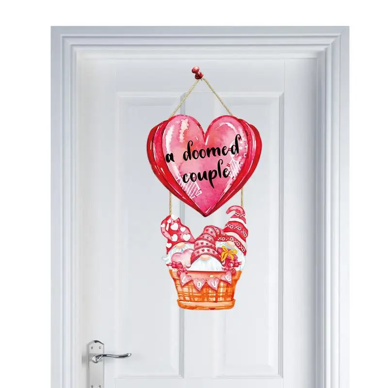 

Дверные знаки ко Дню Святого Валентина, дверной знак с милым безликим гномом и деревянным орнаментом, деревянное украшение для окна, годовщ...