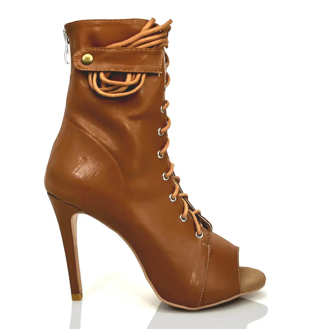 Oyidance Hot Selling Women Dancer Boots 10CM 4 Inch High Heel Brown Color Customized Dropshipping Dance Shoes On Promotion |