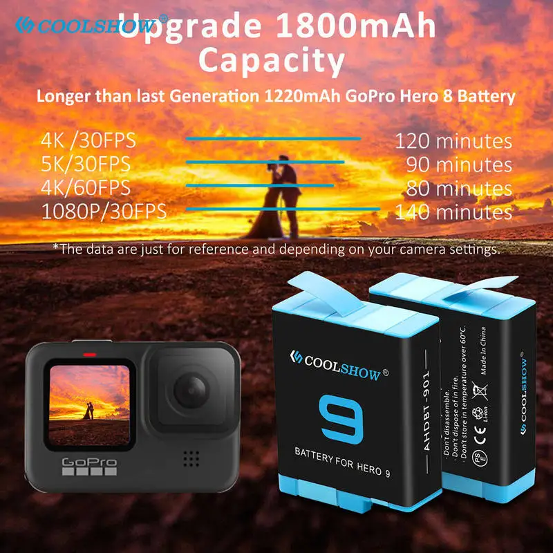 Аккумулятор 1800 мАч для фотоаппарата аксессуары фотоаппарата/для Gopro Hero 10