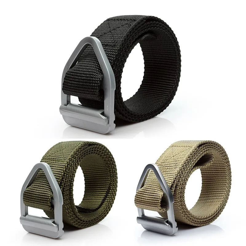 Army style Tactical Men outdoor Combat Heavy Duty Military Waist Belt Casual Triangle Metal Buckle 800D Nylon Belts 120cm