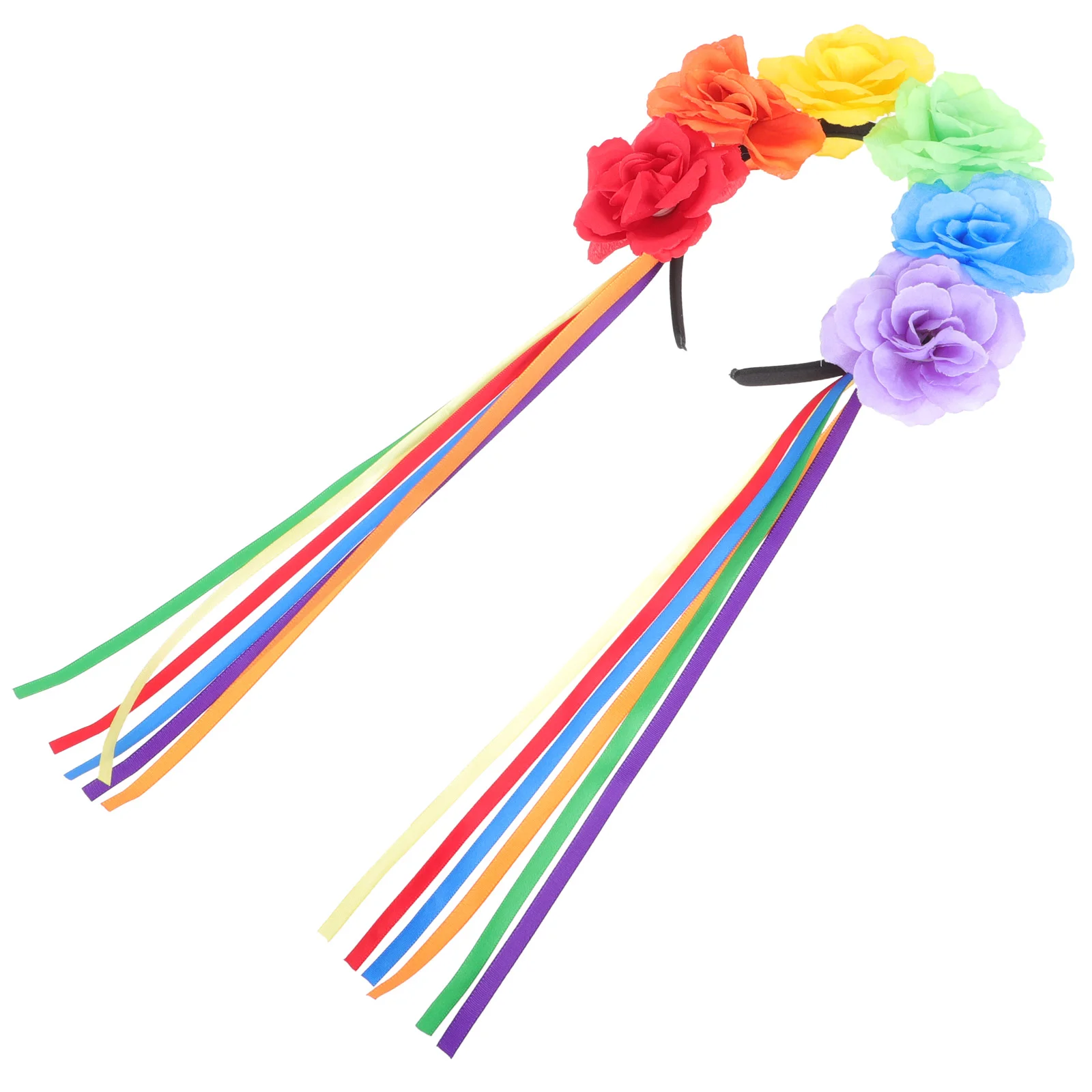 

Rainbow Hair Wreath Gay Flower Headband Bohemian Clothes Colorful Headbands Women