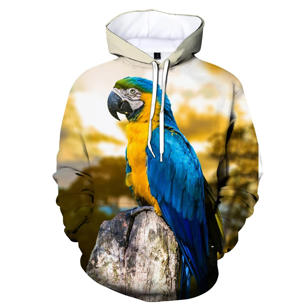 

Новая модная толстовка с 3D-принтом в виде попугая, Повседневная Толстовка с капюшоном в виде животного, мужская толстовка с длинными рукавами