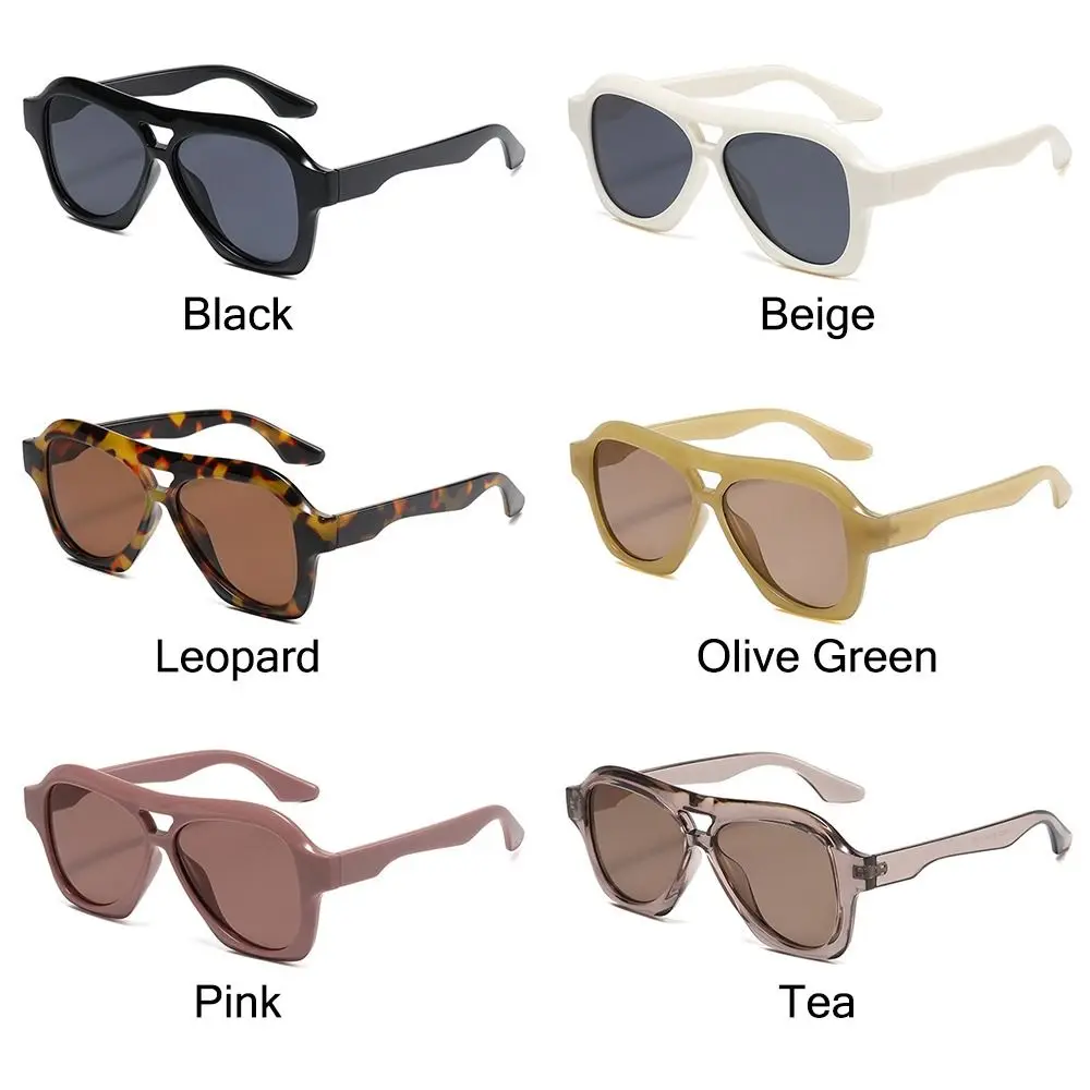 Модные солнцезащитные очки с двойной перемычкой и защитой UV400 большие Y2K черного