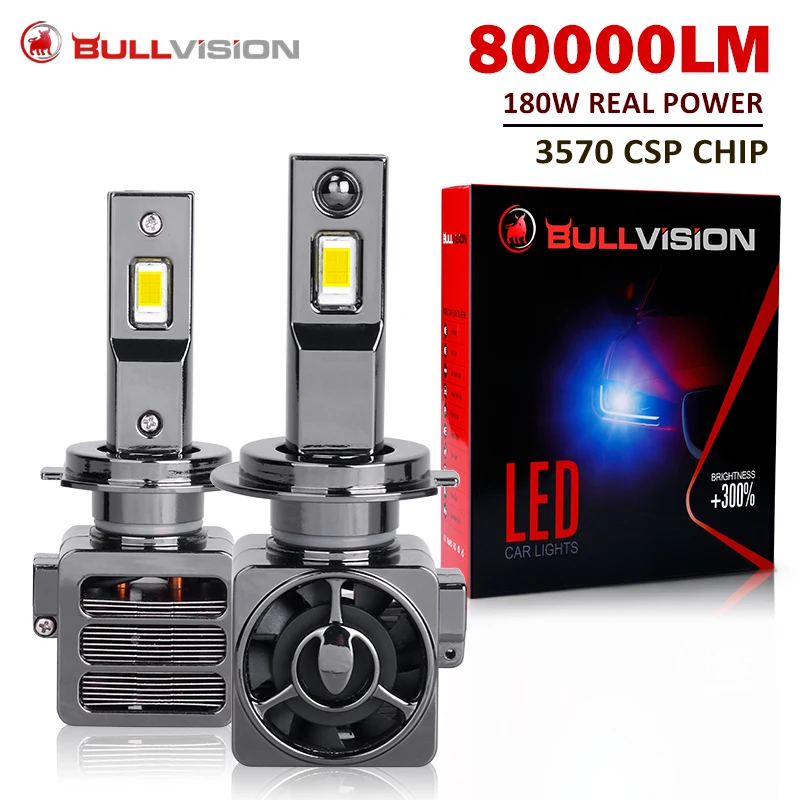 Светодиодные Автомобильные фары Bullvision H7 Canbus лампы H4 H1 HB3 9005 HB4 9006 H11 светодиодный LED