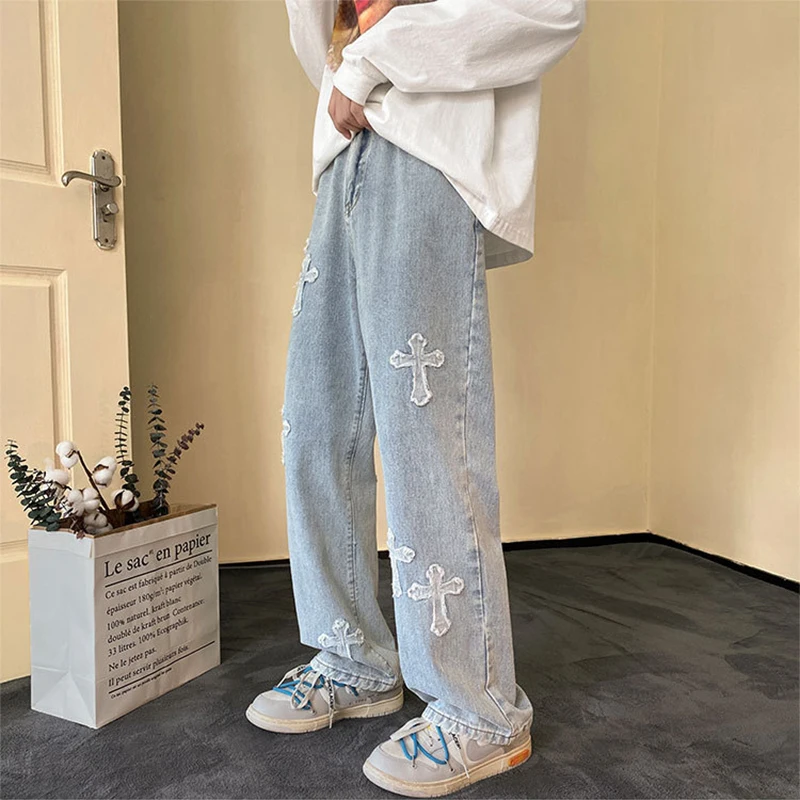 Y2K Retro Men's Streetwear Loose Jeans Trousers Crossover Hip Hop Men's Loose Jeans Pants Ladies Oversized Boyfriend Jeans Jeans