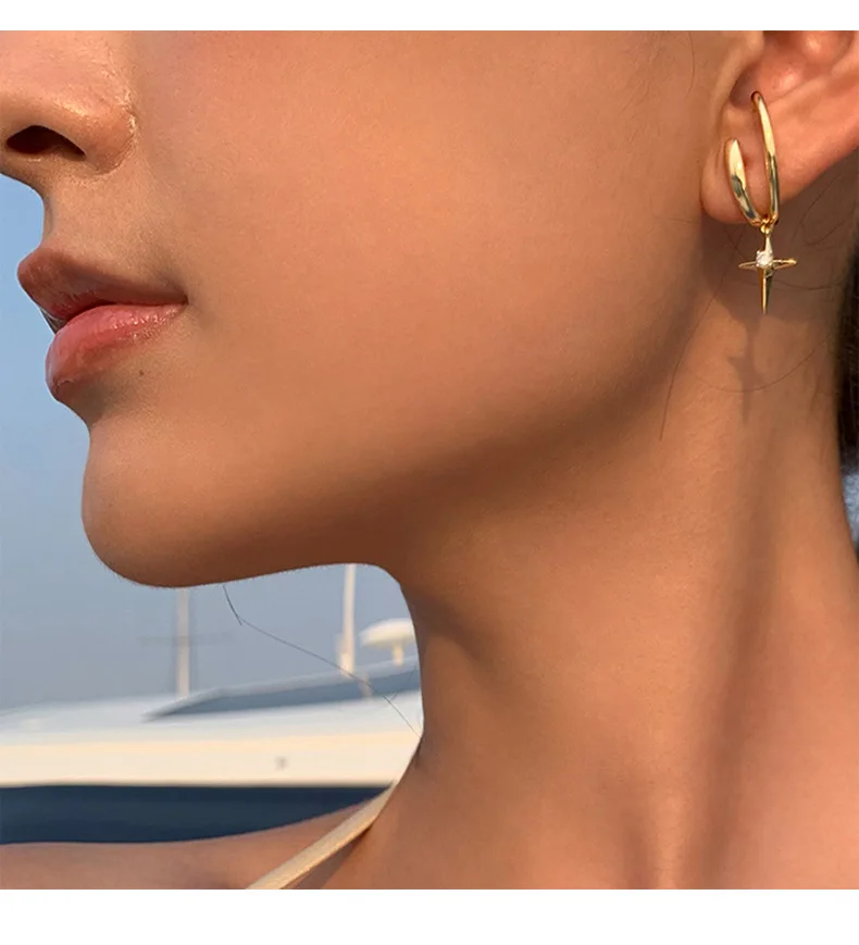 

Personality Star Clip Earrings For Women Fashion Simple Cartilage No Piercing Ear Cuff Adjustable Jewelry Gift