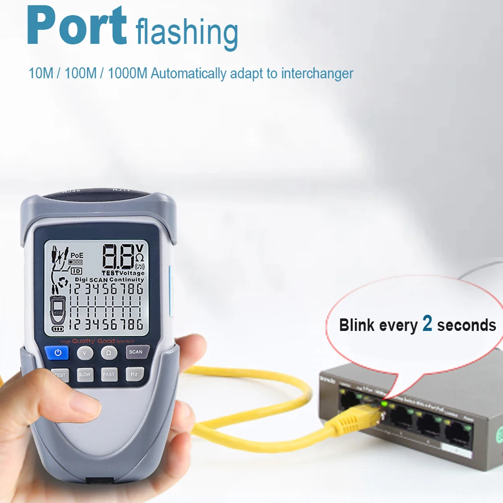 

Handheld Network Cable Tester Portable Digital Wire Trackers LCD Large Screen Display Multifunction Cable Tester with Flashlight