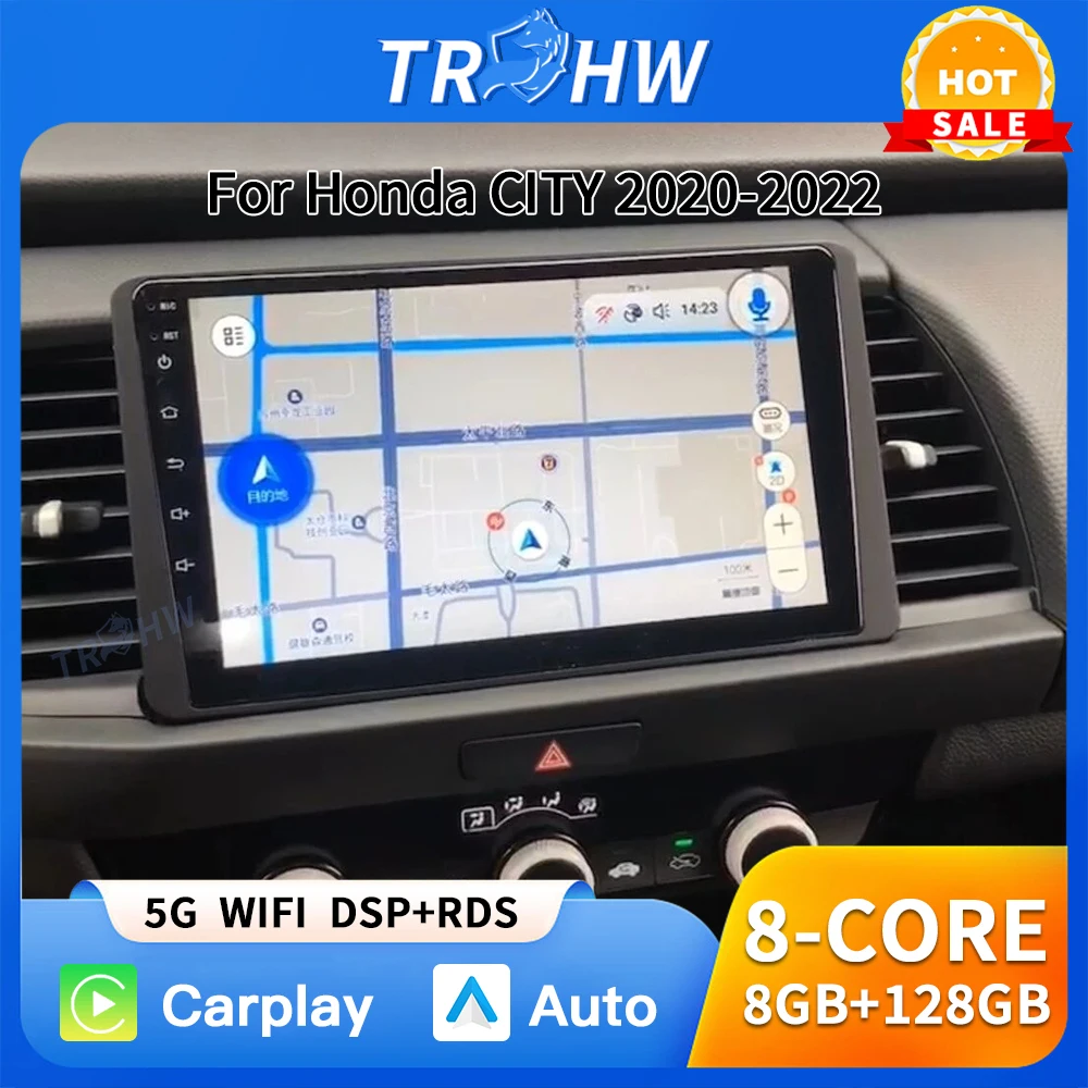 Фото Автомагнитола Android 16 Carplay Auto для Honda CITY 2020 2021 2022, мультимедийный видеоплеер, навигация GPS, 4G, DSP №1