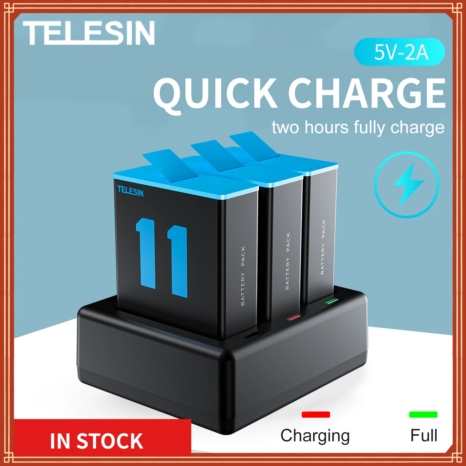 

TELESIN 3 Ways Battery Charger For GoPro 9 10 11 LED Light Charging for GoPro Hero Action Camera Accessories Without Battery