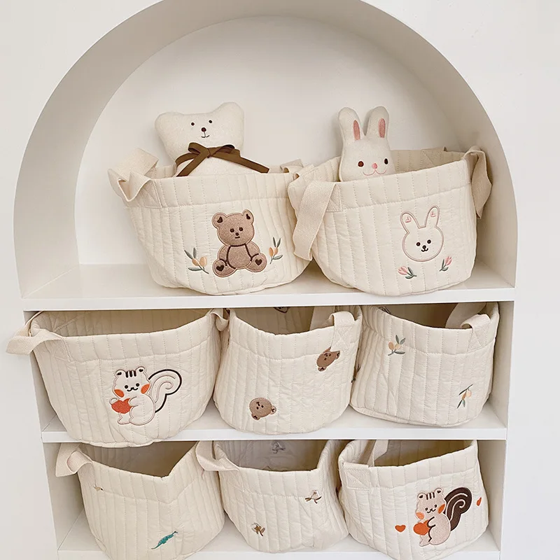 

2023 New Diaper Bag Nappy Caddy Baby Items Toy Storage Bag for Newborn Crib Organizer Bedding Cotton Embroidery Mommy Bag Bebe