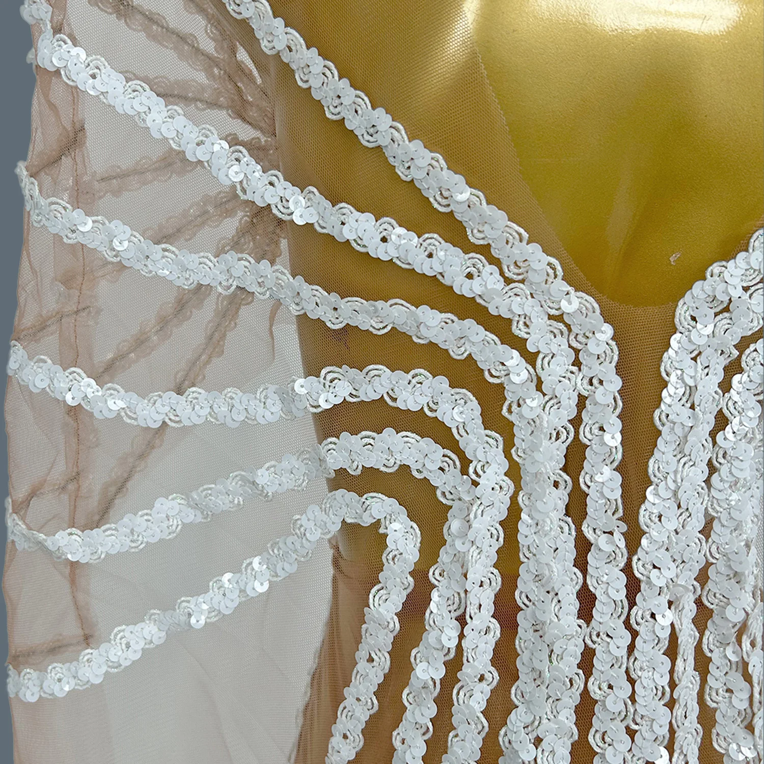 Новое белое прозрачное сетчатое длинное платье с блестками для женщин клубное