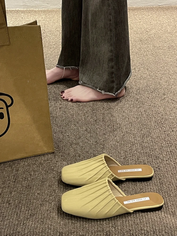 Women's Shoes Slippers Outdoor Spring Autumn Summer 2023 New Fashion Square Head Casual Low Heel Muller Summer