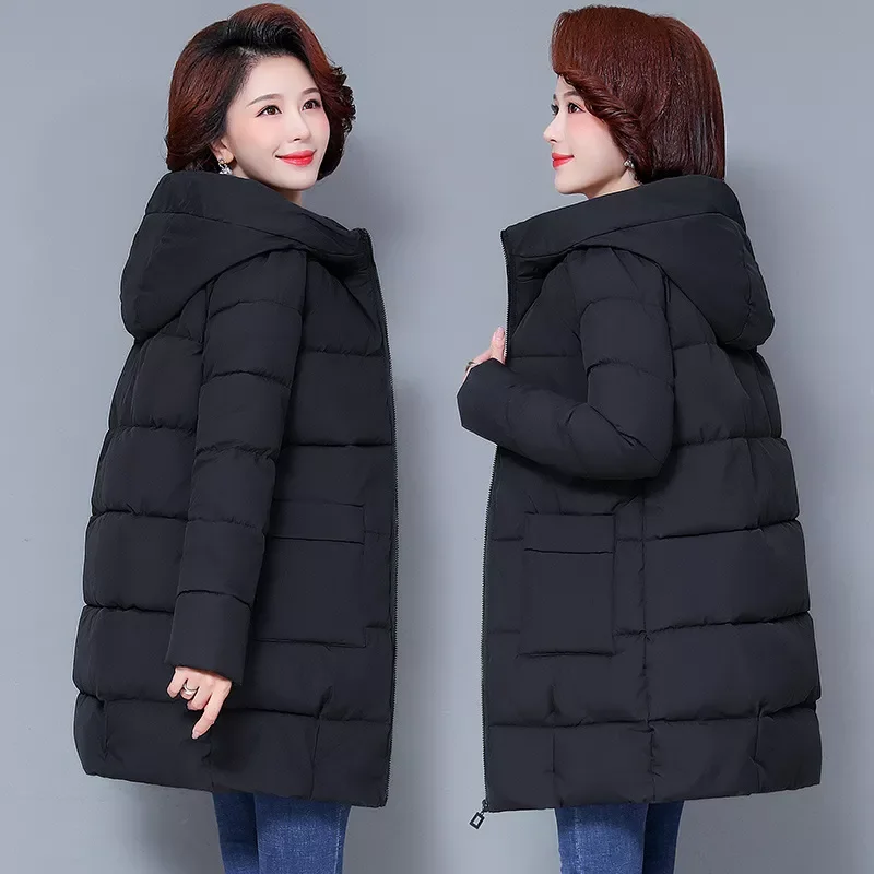 New2022 parka women winter coat jacket pocket loose down jacket and coat big yard with fooded winter overcoat women 2108