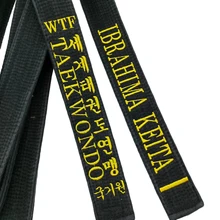 WTF Kukkiwon Taekwondo Black Belts Embroidery Width 5cm Cotton Thickened Sports Coach Waistband Customized Name Korean Engllsh