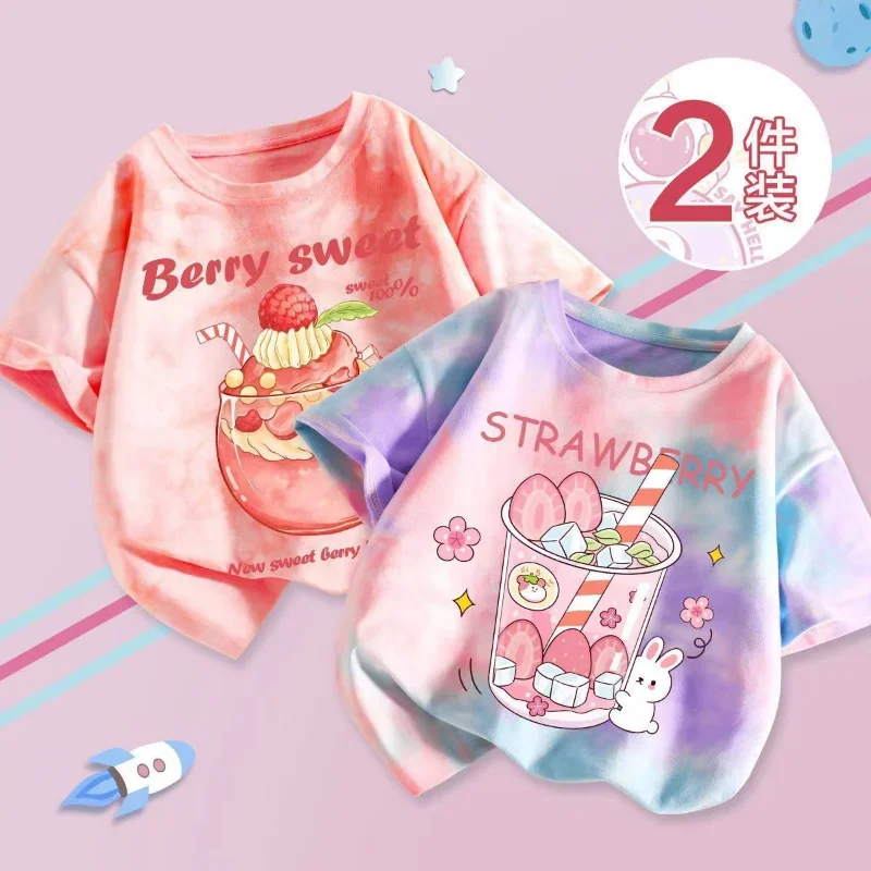 Милый Летний костюм для девочек 2023 футболка из 100% хлопка с рисунком галстука и