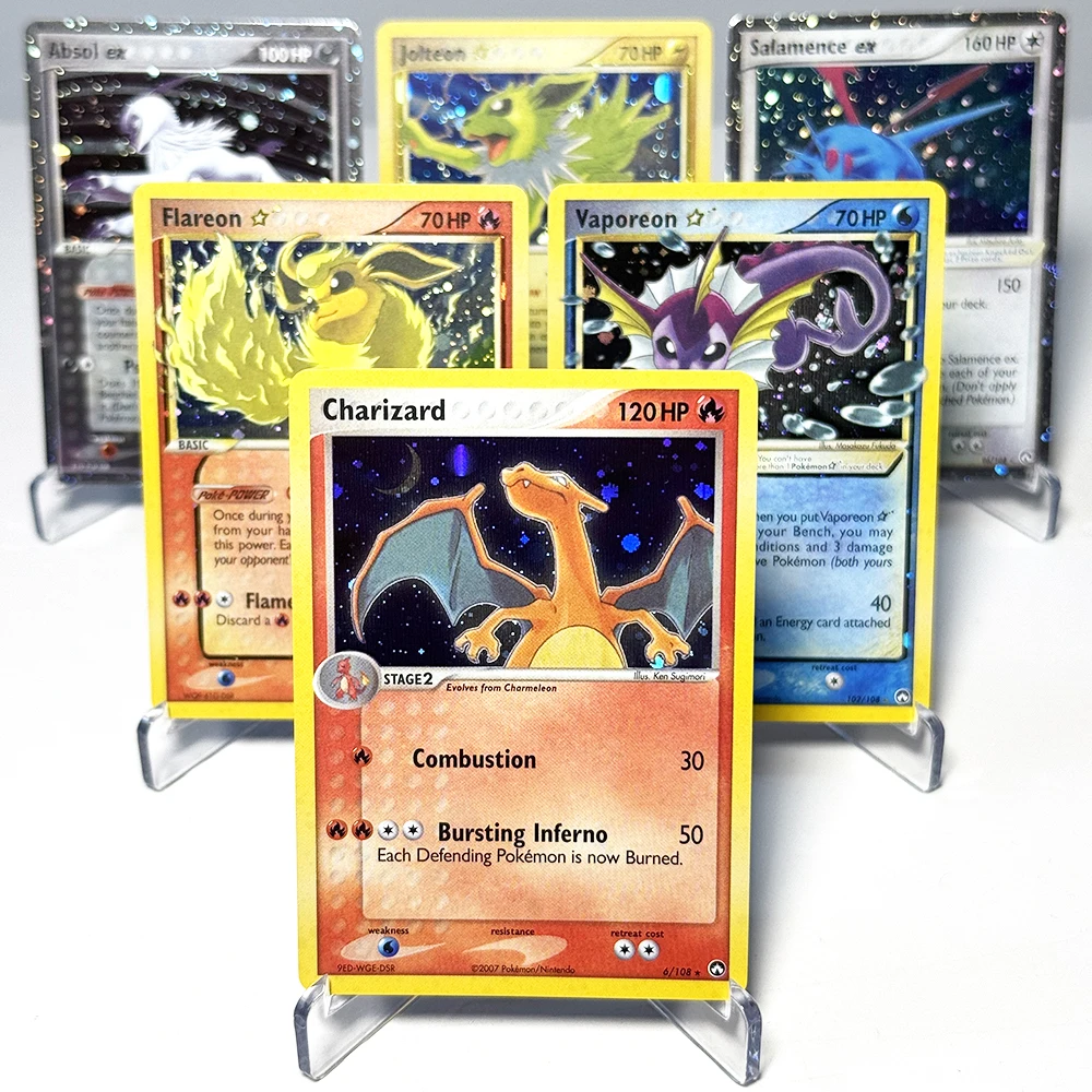 Фото Карты PKM Power Keepers (PK) для прокси-игр: редкие, популярные, хитовые товары, PTCG Flareon # 100 Джолтеонов # 101 Вапореон # 102 Абсол Саламенс/бывший Чаризард # 6 №1