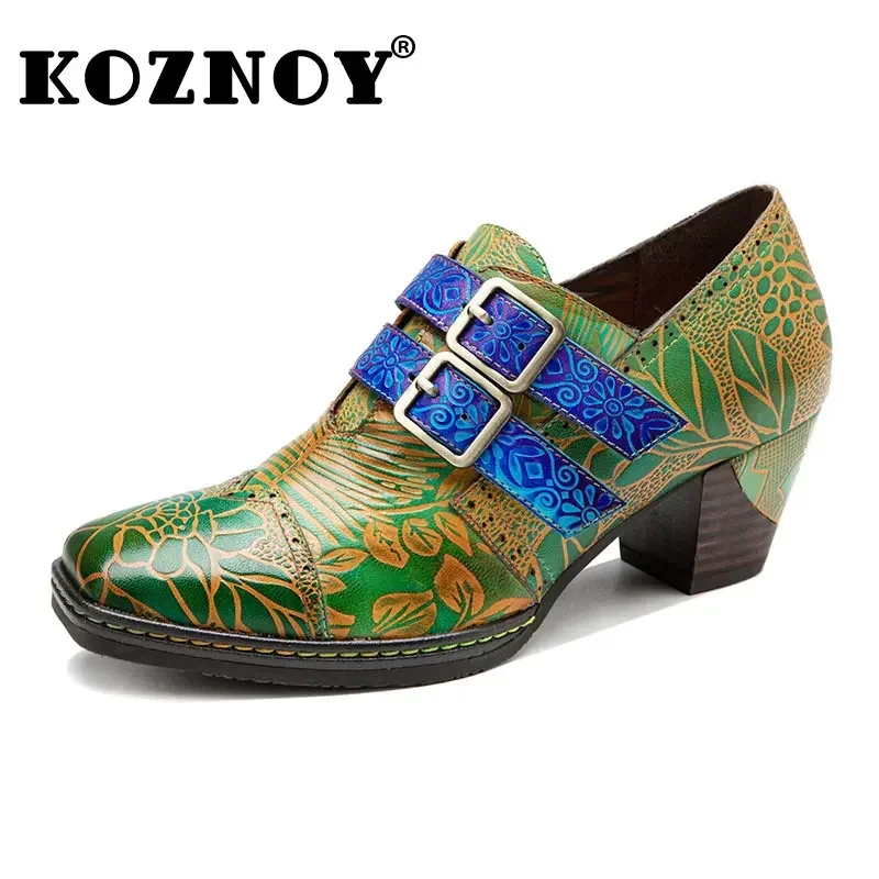 Koznoy/женские туфли-лодочки из овчины 4 см с этническим принтом Aurumn большие размеры