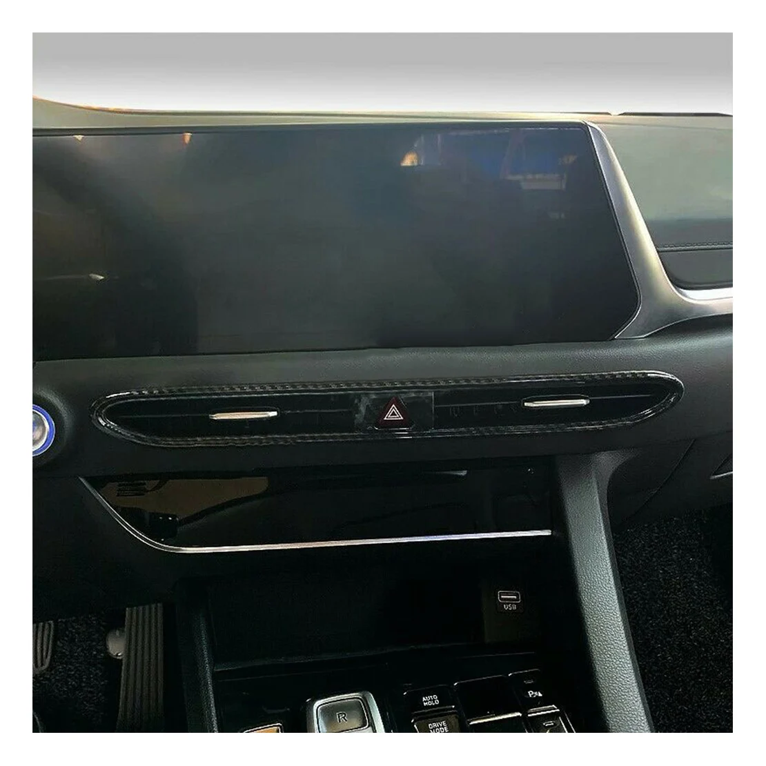 Car ABS Carbon Fiber Style Center Air Vent Cover Dashboard Middle AC Outlet Trim Frame Fit for Hyundai Sonata 2020 2021 |