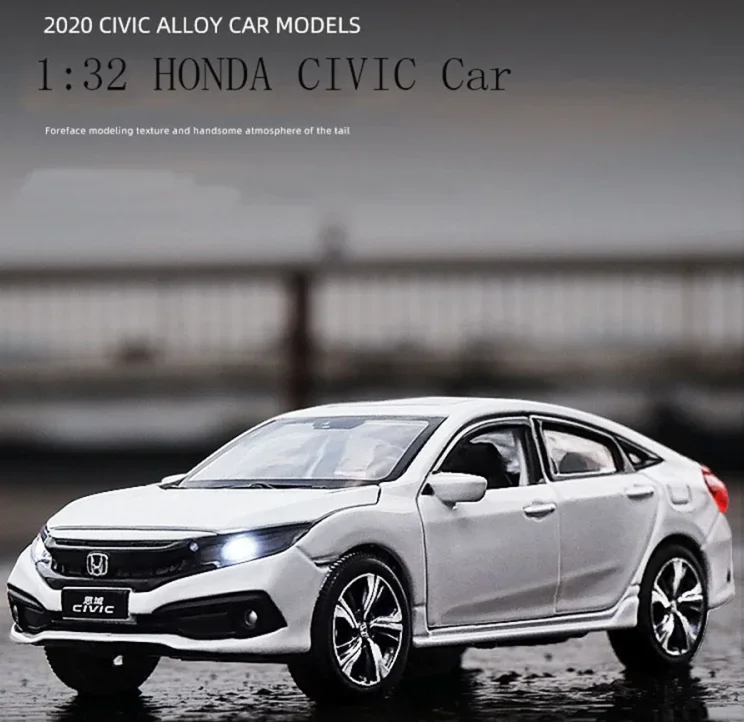 

1:32 Scale HONDA CIVIC Metal Alloy Diecast Car Model Miniature With Sound Light Model For Children Gifts Original Box