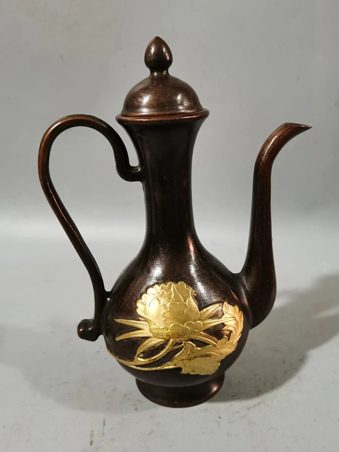 Металлический фиолетовый медный позолоченный винный горшок в форме лотоса