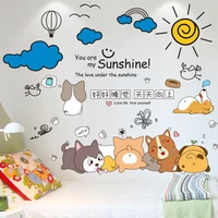 dogs animal wall stickers diy cartoon clouds sun wall decals for kids room baby bedroom children nursery home decoration