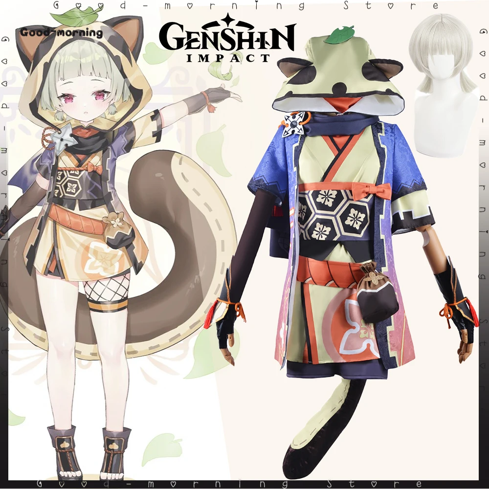 

Game Genshin Impact Sayu Cosplay Costume Wig Cute Hooded Lolita Dress tail Lovely Girl Outfit Sayu Hallowmas Suit Role Play