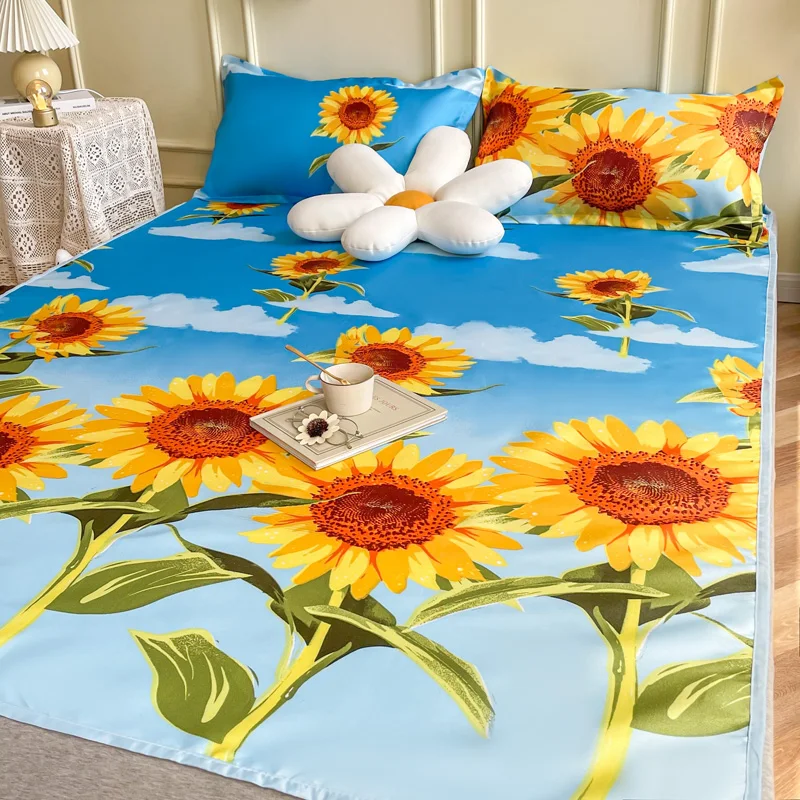 

Home Textiles Easy-to-clean Printing Foldable Summer Cool Sleeping Mat Pillowcase Ice Silk Mattress Sheets for Household Use