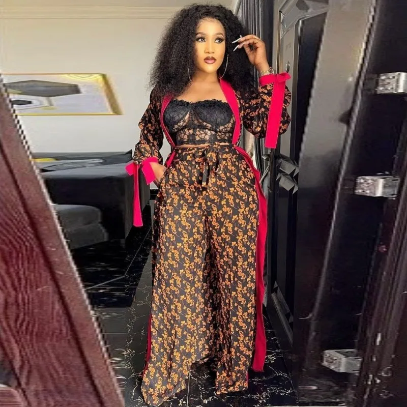 

Two Piece Set Women African Dashiki New Fashion 2 Piece Sets Long Dress Pants Suit Party Dresses Big Size Robe Africa Clothes