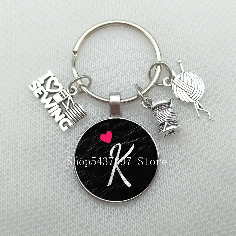 Стеклянный брелок в виде надписи Я люблю вязать брелок-Шарм вязаный с пряжкой