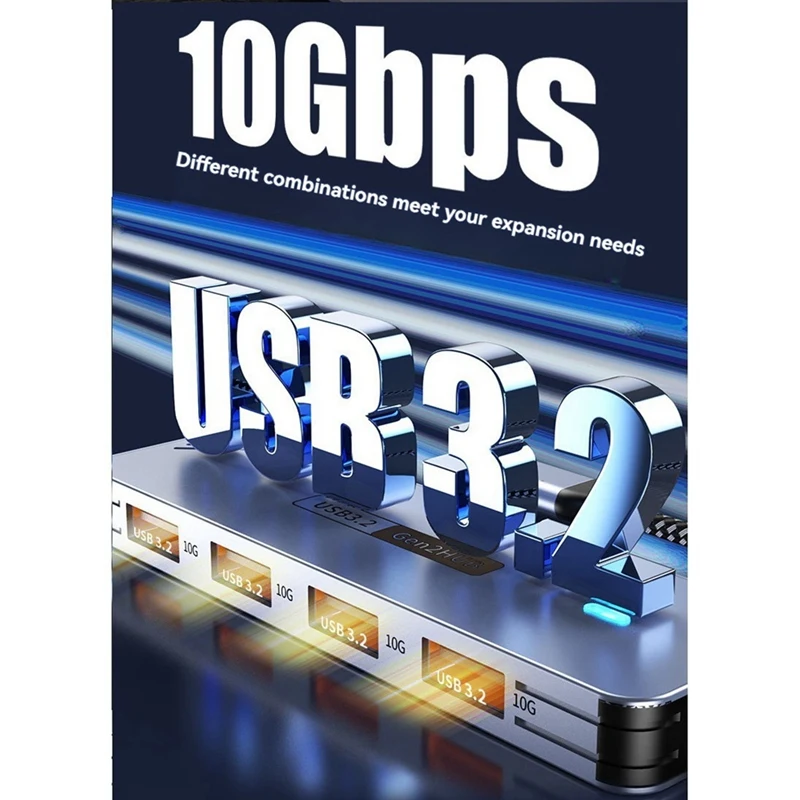 Концентратор USB 3.2 GEN2 10 Гбит/с концентратор C высокоскоростной USB-разветвитель Type-C