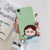 bandai chibi maruko chan phone case for iphone 11 12 13 mini pro xs max 8 7 6 6s plus x xr solid candy color case