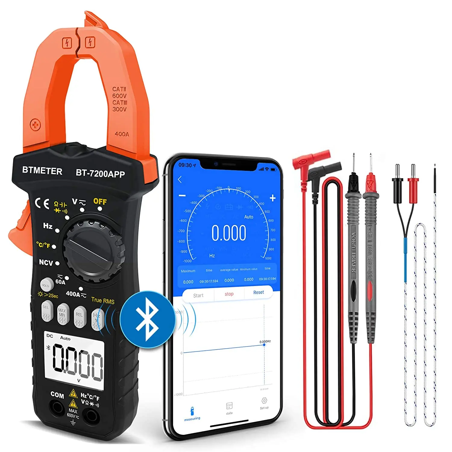 BT-7200APP TRMS 6000 Counting Clamp Multimeter, Bluetooth Clamp Ammeter for AC/DC Current Voltage Resistor Capacitor Frequency