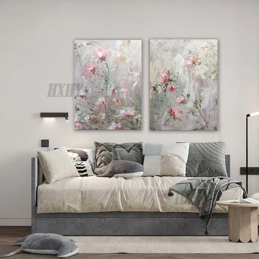 

Оригинальная современная картина с цветами розы на холсте Абстрактная Цветочная Настенная картина для гостиной настенный Декор набор из 2 ...