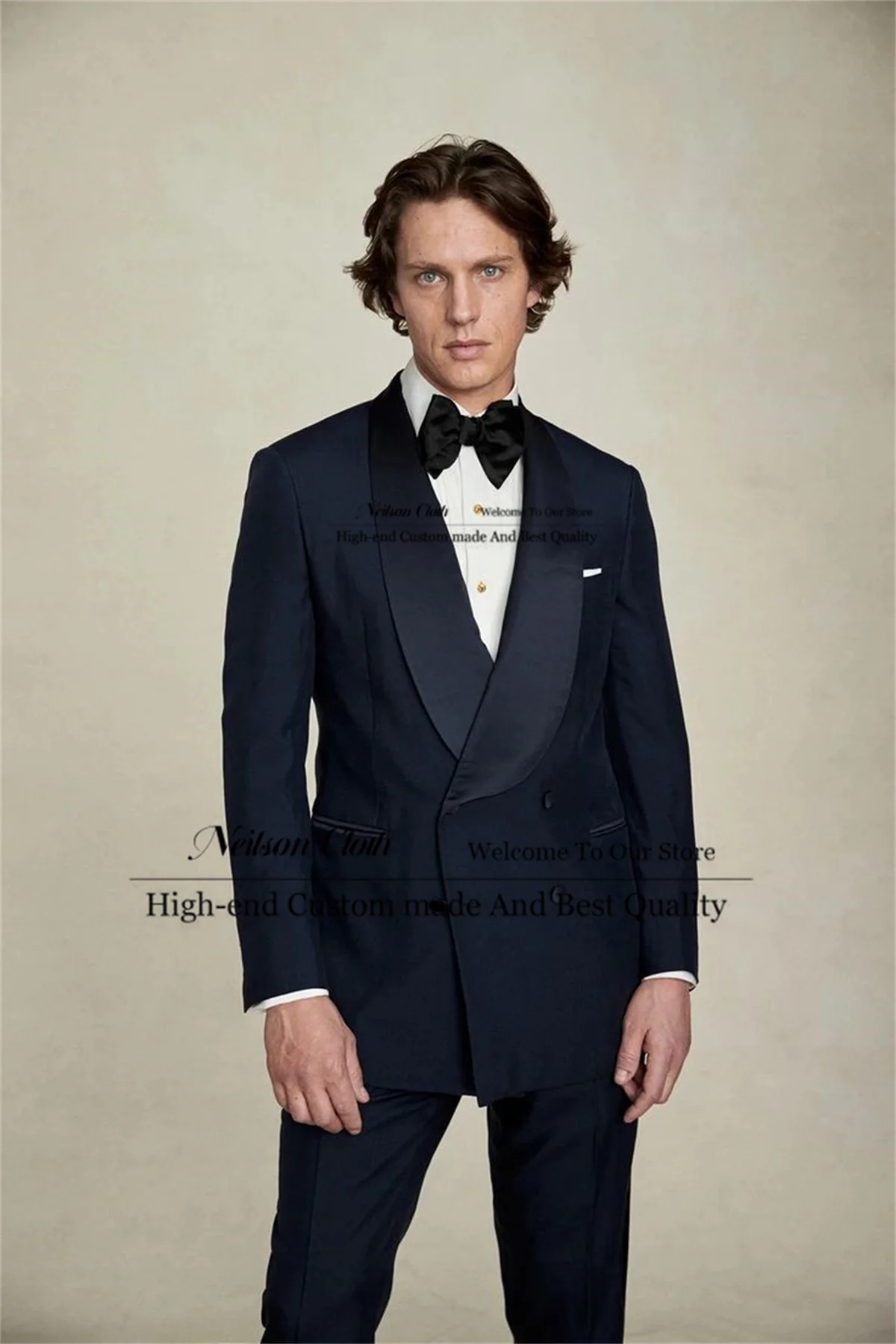 Темно-синие мужские пиджаки для выпускного вечера двубортные комплекты из 2