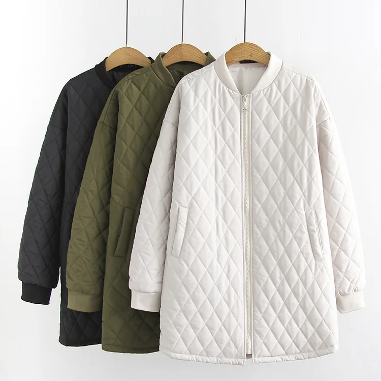 Cotton Parkas 2022 Winter Coat Women Fashion Oversized Jacket Fashion casual Mid-Length Lingge Jacket Overcoat Female Outfits