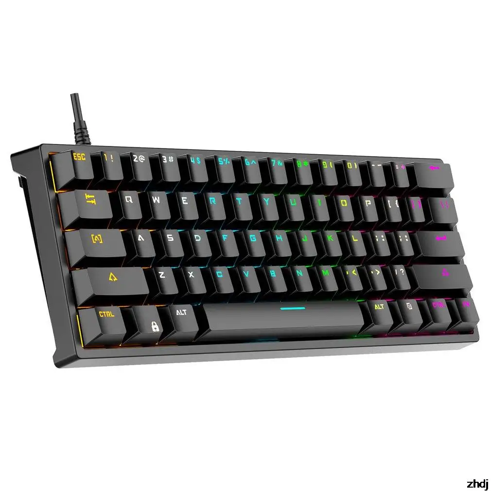 

Клавиатура G101 с проводом, 61 клавиша, зеленая ось, светящаяся RGB крутая настоящая механическая клавиатура, светящаяся по обеим сторонам, комп...