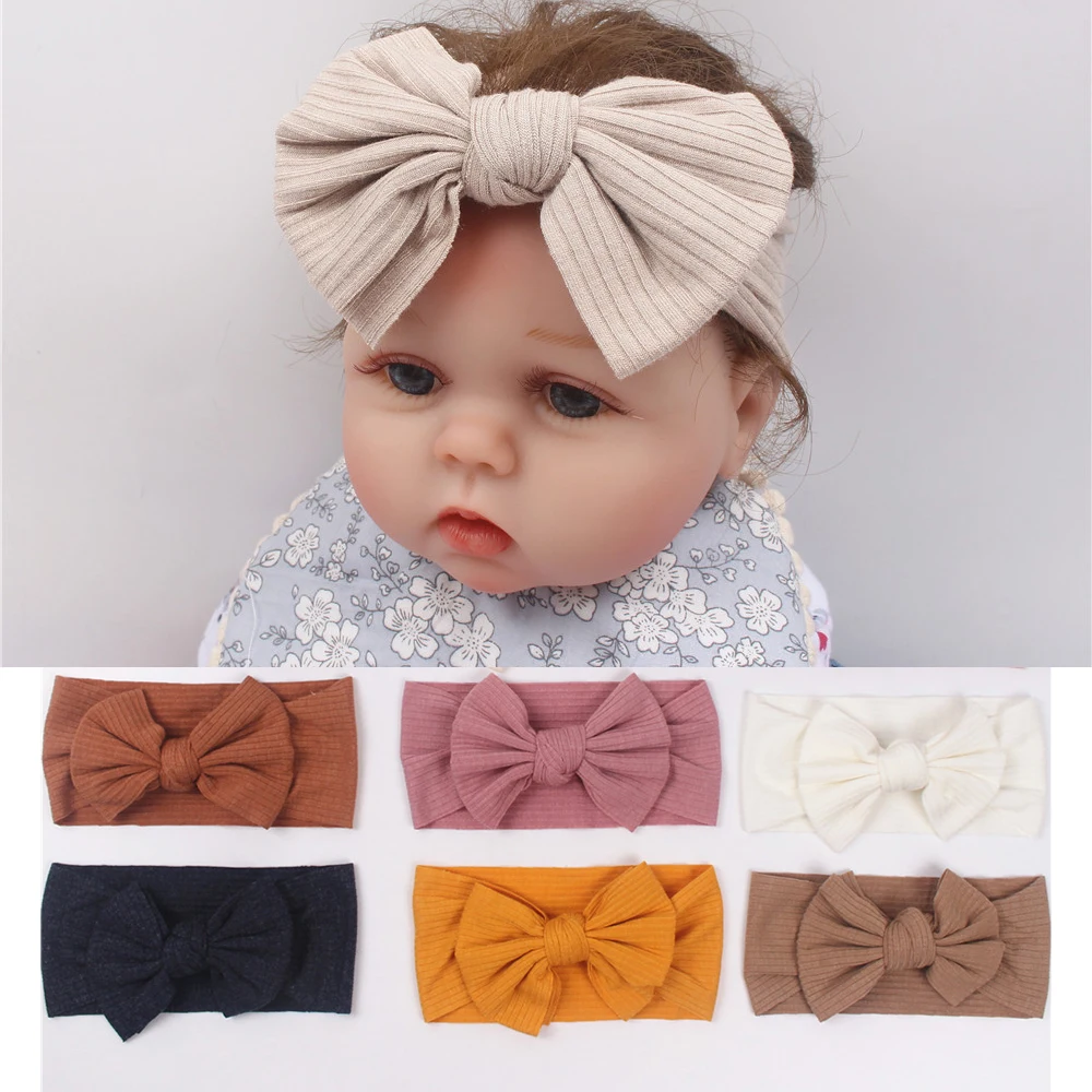 

Hot Baby Hair Band Summer Thin Bows Wide Headbands Infant Soft Knitted Pit Pattern Accessories Newborn Guard Fontanelle Headwear