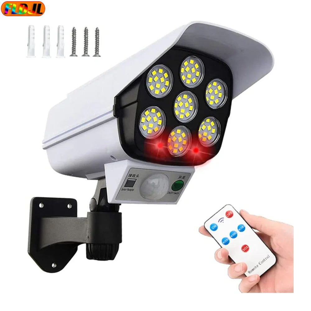

LED Solar Light PIR Motion Sensor Security Dummy Camera Wireless Outdoor Flood Light IP65 Waterproof Lamp 3 Mode For Home Garden